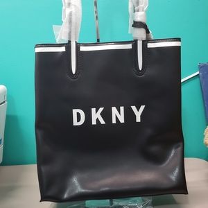 Leather Black and White DKNY tote NWT